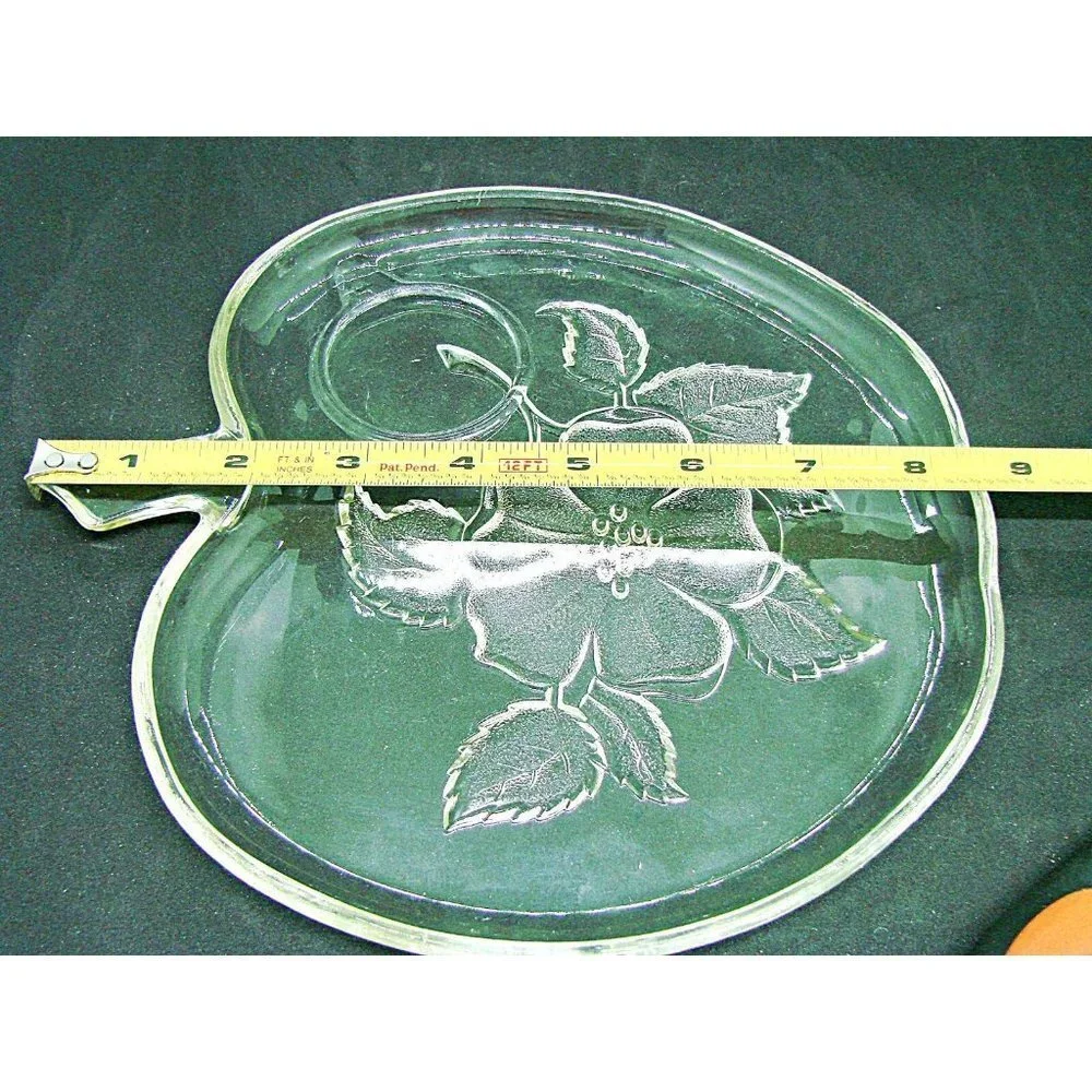 Hazel Atlas Orchard Crystal Clear Glass Apple Dish Flowers Snack Luncheon Plate